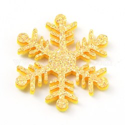 Flocon de neige feutre tissu noël thème décorer, avec de la poudre d'or des paillettes, pour les enfants, les pinces à cheveux bricolage font, or, 3.6x3.15x0.25 cm