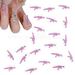 20Pcs Sparkling Rhinestone Nail Art Charms Durable Alloy Manicure Cabochons Jewels Deep Pink Punk Style Gun Shape Nail Art Decoration for Nail Salon DIY Making Accessories