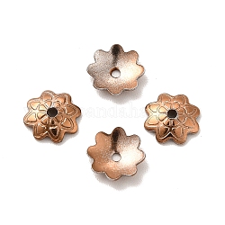 Ion Plating(IP) 304 Stainless Steel Bead Caps, Flower, Multi-Petal, Coffee Golden, 7.5x7x2mm, Hole: 2mm