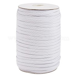 Corda elastica intrecciata piatta da 3/8 pollice, elastico in maglia pesante elasticizzata con rocchetto, bianco, 10mm, circa 90~100 yard / roll (300 piedi / roll)