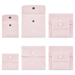 Superfindings 8 pz 2 sacchetti di gioielli in velluto quadrato stile, con chiusura a scatto, roso, 7~10x7~10cm, 4pcs / style