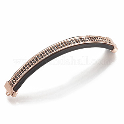 Enlaces de circonio cúbico de latón con micro pavimento, negro, oro rosa, 59.5x8.5x3.5mm, agujero: 1.5 mm