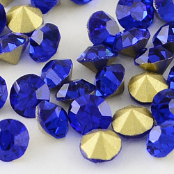 Grade A Glass Pointed Back Chaton Rhinestones, Back Plated, Diamond, Sapphire, 2.4~2.5mm, about 144pcs/gross