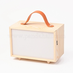 Caja de almacenamiento de madera, con tapa acrílica transparente y asa, Rectángulo, burlywood, 13x11x26 cm