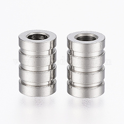 Perlas de tubo de 304 acero inoxidable, estriado, columna, color acero inoxidable, 9x6mm, agujero: 3 mm