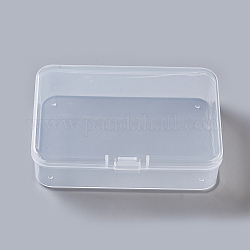 Contenants de perles en plastique, rectangle, clair, 9.5x6.6x2.6 cm
