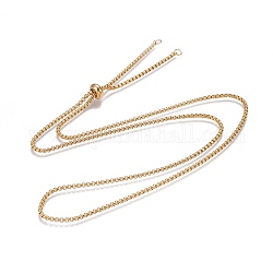 Verstellbare 304 Edelstahl-Schiebeketten, mit Kastenketten und Slider Stopper Beads, echtes 24k vergoldet, 29.7 Zoll (75.4 cm)