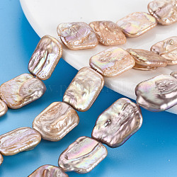 Naturali keshi perline perle fili, perla d'acqua dolce coltivata, rettangolo, navajo bianco, 16~22x13~17x3~7mm, Foro: 0.6 mm, circa 18~20pcs/filo, 14.96 pollice (38 cm)