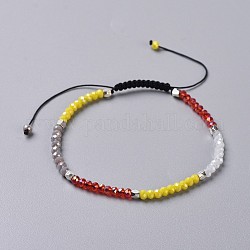 Braccialetti di perline intrecciati in vetro galvanizzato, con perle di ottone e filo di nylon, rosso, 2-1/8 pollice ~ 3-3/8 pollici (5.5~8.5 cm)