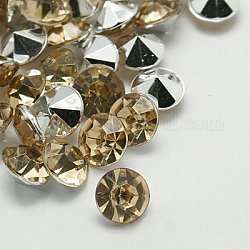 Cabochons de dos pointus de strass d'imitation acrylique de Taiwan, facette, diamant, kaki clair, 5x4mm