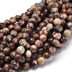 Natural Rhodonite Round Beads Strands, 14mm, Hole: 1mm, about 28pcs/strand, 15.3inch
