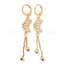 Luna di strass con orecchini a monachella, orecchini con nappine a catena in ottone per donna, oro chiaro, 59~59.5x10mm