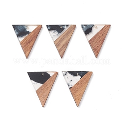 Подвески из смолы и ореха, двухцветные геометрические подвески, треугольные, 37x30.5x3 мм, отверстие : 2 мм
