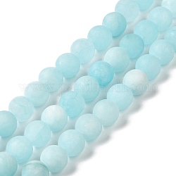 Naturali tinti perle di giada fili, smerigliato, tondo, ciano chiaro, 8~8.5mm, Foro: 1 mm, circa 47~48pcs/filo, 14.69''~14.96'' (37.3~38 cm)