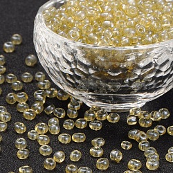 Ornaland 6/0 perles de rocaille en verre, couleurs transparentes lustered, ronde, verge d'or, 4mm, Trou: 1.5mm, environ 1500 pcs / sachet 