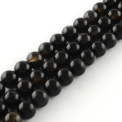 Hebras de cuentas redondas de ónix negro natural, teñido, 4mm, agujero: 1 mm, aproximamente 110~120 pcs / cadena, 15.7 pulgada