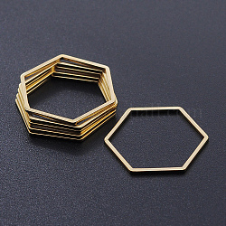 201 Edelstahl verbindet Ringe, Laserschnitt, Hexagon, golden, 20x23x1 mm, Innengröße: 18.5x20 mm
