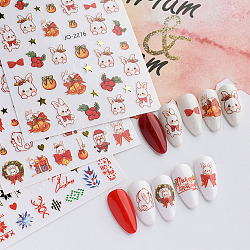 Thème de noël stickers nail art, décalcomanies à ongles, pour les décorations d'ongles, modèle mixte, couleur mixte, 10.1x7.85 cm