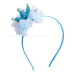 Couronnes de cheveux en plastique et en tissu, accessoires de cheveux en maille de fleurs pour filles, lumière bleu ciel, 5.5x4.5 pouce (139.7x114.3 mm)