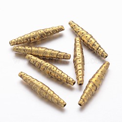 Perles en alliage de style tibétain, sans plomb et sans cadmium, Tube, Or antique, 25x5mm, Trou: 1mm
