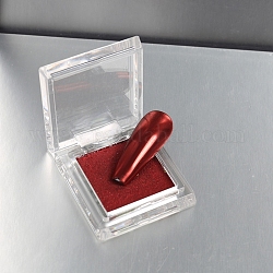 Glänzendes Nagelglitterpulver, Spiegeleffekt, Puder-Sternenlicht-Pigmentdekoration, mit 1 Stück Bürsten (kostenlos), dunkelrot, Kunststoffbox: 35x35x13mm