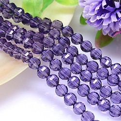 Faceted Round Imitation Austrian Crystal Bead Strands, Grade AAA, Medium Purple, 8mm, Hole: 0.9~1mm, about 50pcs/strand, 15.7 inch