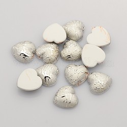 Drawbench Heart Acrylic Cabochons, Silver, 10x10x3.76~3.84mm