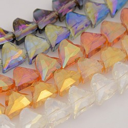 Heart Electroplate Full Rainbow Plated Glass Beads Strands, Faceted, Mixed Color, 17x14x8mm, Hole: 1mm, about 40pcs/strand, 23.6 inch