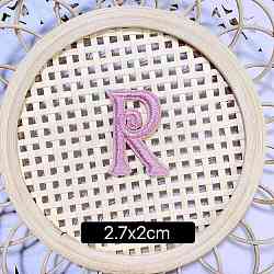 Computerized Embroidery Cloth Self Adhesive Patches, Stick on Patch, Costume Accessories, Letter, Pink, R:27x20mm