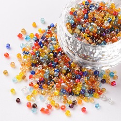 12/0 Round Glass Seed Beads, Transparent Colours Rainbow, Round Hole, Mixed Color, 12/0, 2mm, Hole: 1mm, about 3333pcs/50g, 50g/bag, 18bags/2pounds