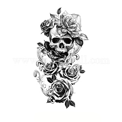 Halloween Removable Temporary Tattoos Paper Stickers, Black, Flower, 21x11.4cm