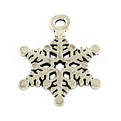 Tibetan Style Alloy Pendants, Cadmium Free & Lead Free, Snowflake, Antique Silver, 21x15x1.5mm, Hole: 1.5mm, about 1040pcs/1000g