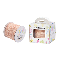 Elastic Cord, with Nylon Outside and Rubber Inside, Round, PeachPuff, 1mm, 109.36yards/roll(100m/roll)