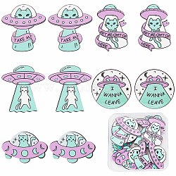 SUNNYCLUE 1 Box 20Pcs 5 Styles Space Charms Alien Charms UFO Acrylic Flying Saucer Cat Charm Cute Pet Animal Charm for jewellery Making Charms Earrings Necklace Bracelets Keychain DIY Craft Supplies