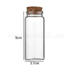 Bouteille en verre, avec bouchon en liège, souhaitant bouteille, colonne, clair, 3.7x9 cm, capacité: 70 ml (2.37 oz liq.)