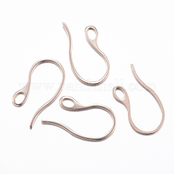 Ion Plating(IP) 304 Stainless Steel Earring Hooks, with Horizontal Loop, Rose Gold, 22x11.5x1mm, Hole: 2.5x3.5mm