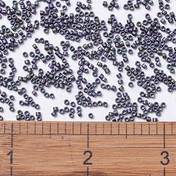 Perles miyuki delica petites, cylindre, Perles de rocaille japonais, 15/0, (dbs1053) prune métallique mate émeraude or iris, 1.1x1.3mm, Trou: 0.7mm, à propos 35000pcs / bouteille, 10 g / bouteille