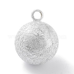 Colgantes de campana de latón, campana de suikin, encantos redondos de textura, plata, 22x17mm, agujero: 3 mm