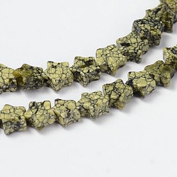 Natural Serpentine/Green Lace Stone Star Bead Strands, Natural Serpentine/Green Lace Stone, 4x2mm, Hole: 1mm, about 103pcs/strand, 15.3inch
