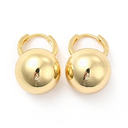 Pendientes de aro de bola de latón para mujer, real 18k chapado en oro, 24.5x15.5mm, pin: 1 mm
