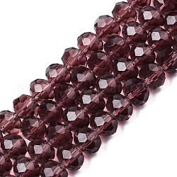 Handmade Glass Beads, Crystal Suncatcher, Faceted, Rondelle, Indian Red, 10x7mm, Hole: 1mm