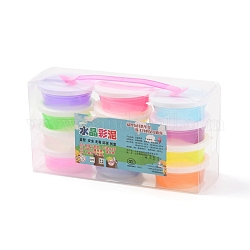 Kit de slime cristal diy 12 couleurs, outils de boue, pour les enfants âges de jouets de soulagement du stress, couleur mixte, 73x67x26mm, 12 pcs / boîte