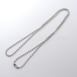 304 Stainless Steel Ball Chain Necklace Making, Stainless Steel Color, 35.4 inch(90cm), 2.4mm
