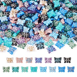 Pandahall 300Pcs 15 Colors Opaque Acrylic Beads, Metal Enlaced, Butterfly, Mixed Color, 11x14.5x5mm, Hole: 1.8mm, 20pcs/color