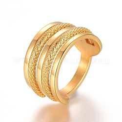 304 палец кольца из нержавеющей стали, широкая полоса кольца, золотые, Размер 7, 17 мм