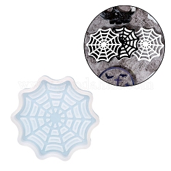 Diy хэллоуин паутина чашка коврик силиконовые Молды, Молды для литья смолы, для изготовления изделий из уф-смолы и эпоксидной смолы, белые, 87x83x9.5 мм, внутренний диаметр: 81x69.5 мм