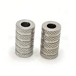 Perles de tube en 304 acier inoxydable, rainuré, colonne, couleur inoxydable, 11x6mm, Trou: 3mm