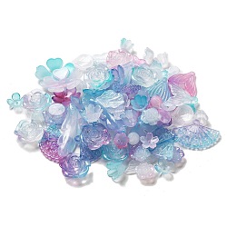 Perles en acrylique de gelée d'imitation, formes mixtes, bleu ciel, 7.5~27x7.5~29.5x2.5~7.5mm, Trou: 1.5~2mm