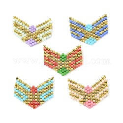Handmade Loom Pattern MIYUKI Seed Beads, Arrowhead Pendants, Mixed Color, 18~19x22.5~23x2mm, Hole: 0.7mm