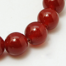 Chapelets de perles en cornaline naturelle, teinte, Grade a, rouge foncé, ronde, 6mm, Trou: 0.8mm, Environ 62 pcs/chapelet, 14.8 pouce